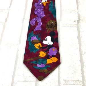 Mickey Mouse Donald Duck Tie Burgundy *Y